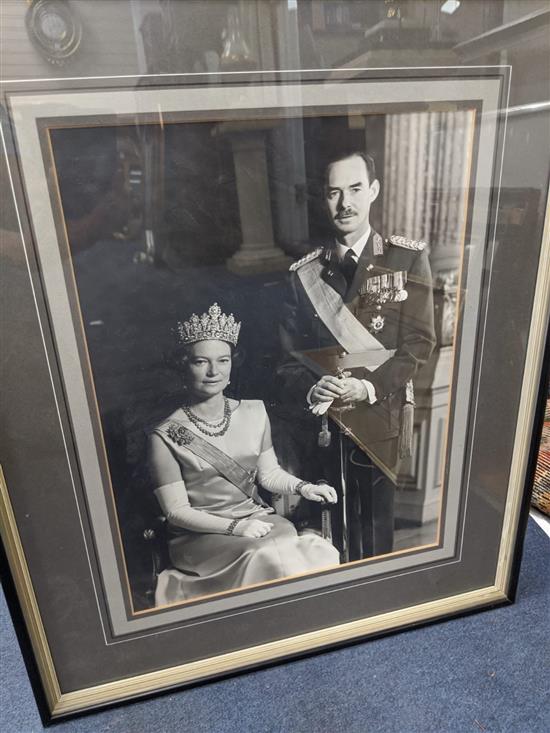 A group of assorted prints and photographs including an ebonised framed print of Princess Victoria 1884 by Reichard & Lindner of Berlin